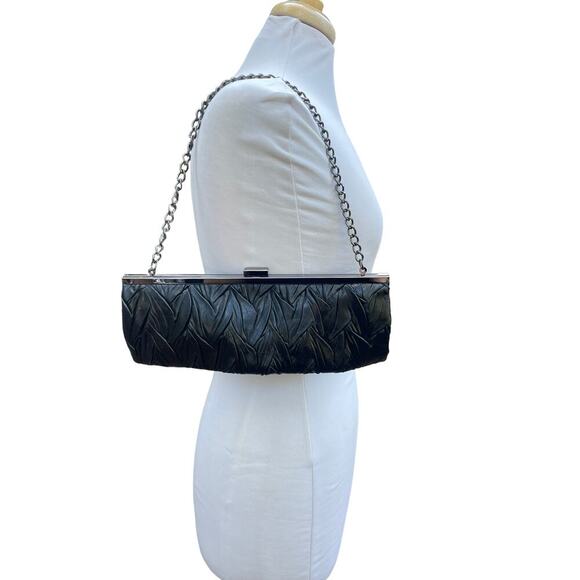 Jessica McClintock Black Evening Bag/Clutch with Black Metallic Hardware - Picture 1 of 16